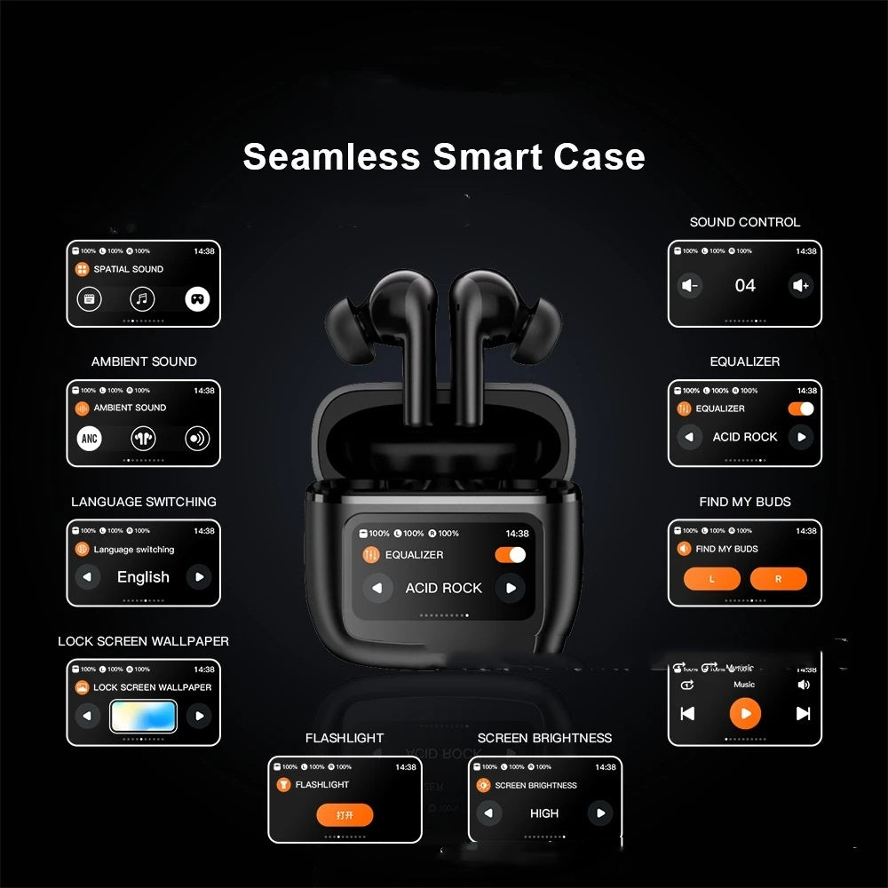 Wireless Noise Reduction Touch Color Screen Bluetooth Headset Electronics dealsniper-net