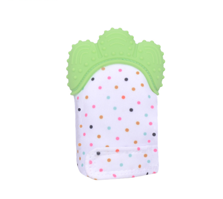 Baby teether baby anti-bite silicone molar gloves children's sound toys Kids DealSniper.net Green Q1pcs