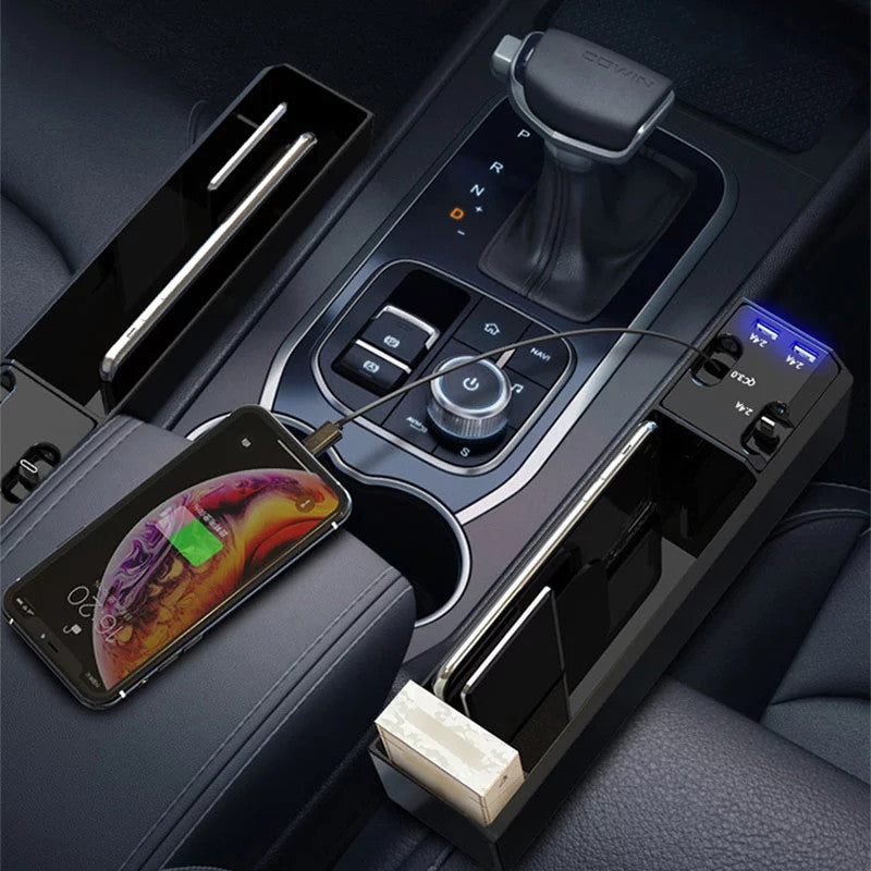 Car Organizer with Charger Cable Car Seat Gap Storage Box with Cable Vehicle Gym From House