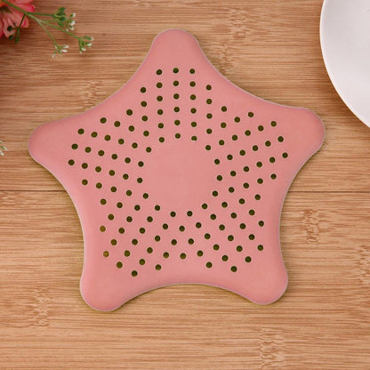 Five-pointed Star Kitchen Sink Anti-clogging Silicone Floor Drain Kitchen DealSniper.net Pink 1 pcs