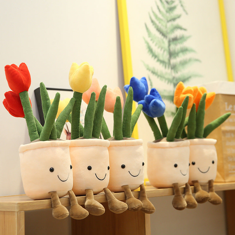 Cute Simulation Flower Doll Decoration Living Room Tulip Bouquet Plush Toy Doll