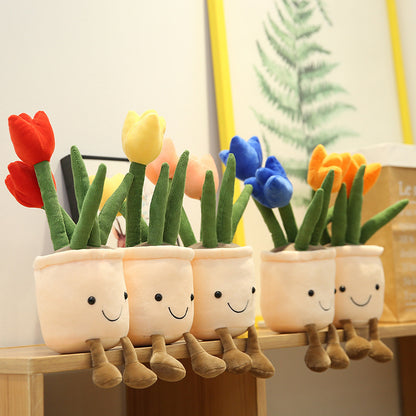 Cute Simulation Flower Doll Decoration Living Room Tulip Bouquet Plush Toy Doll