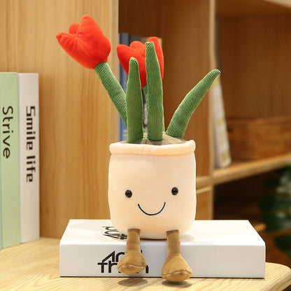 Cute Simulation Flower Doll Decoration Living Room Tulip Bouquet Plush Toy Doll