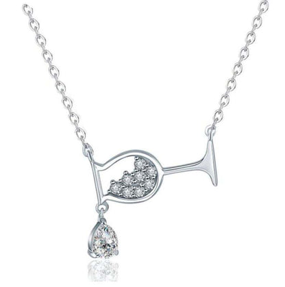 Necklace With Zircon Drop Wine Glass Necklace Jewelry dealsniper-net Silver