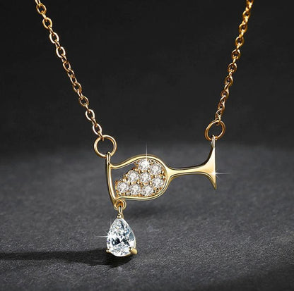 Necklace With Zircon Drop Wine Glass Necklace Jewelry dealsniper-net