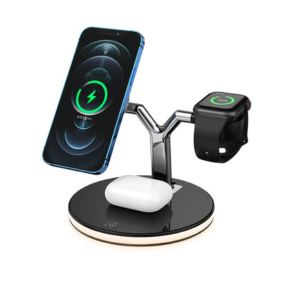 3 In 1 Magnetic Wireless Charger 15W Fast Charging Station Electronics DealSniper.net Black