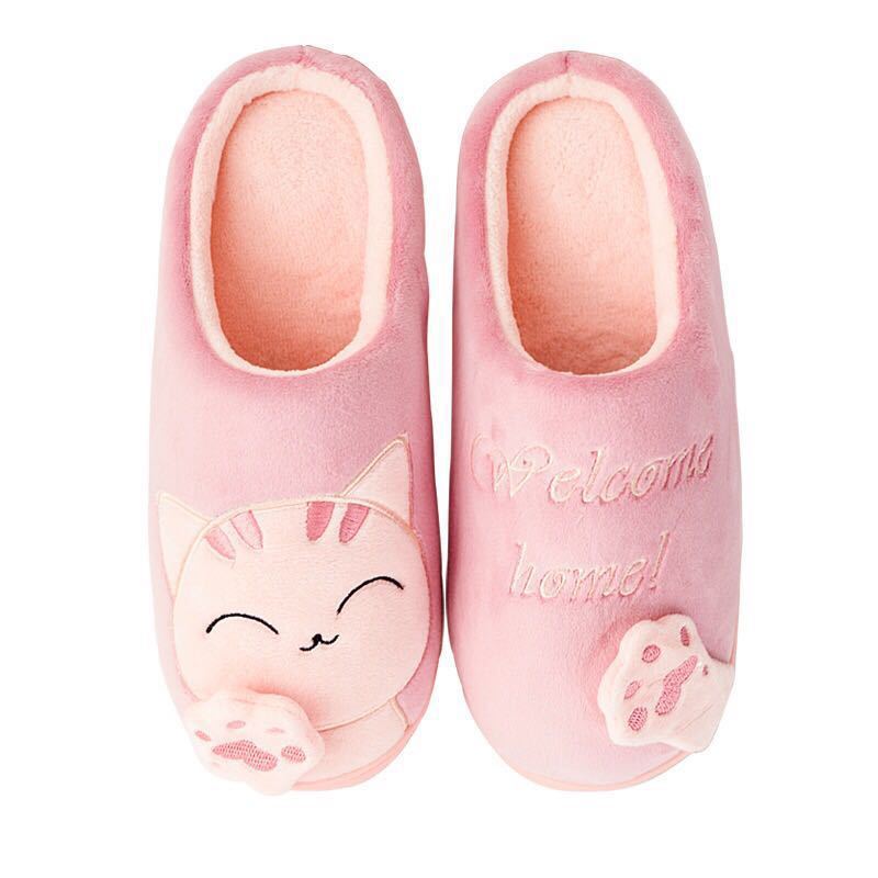 Women Winter Home Slippers Cartoon Cat Shoes Women dealsniper-net pink1 36or37