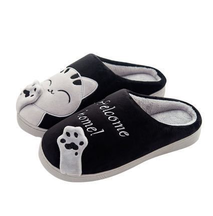 Women Winter Home Slippers Cartoon Cat Shoes Women dealsniper-net Black 36or37