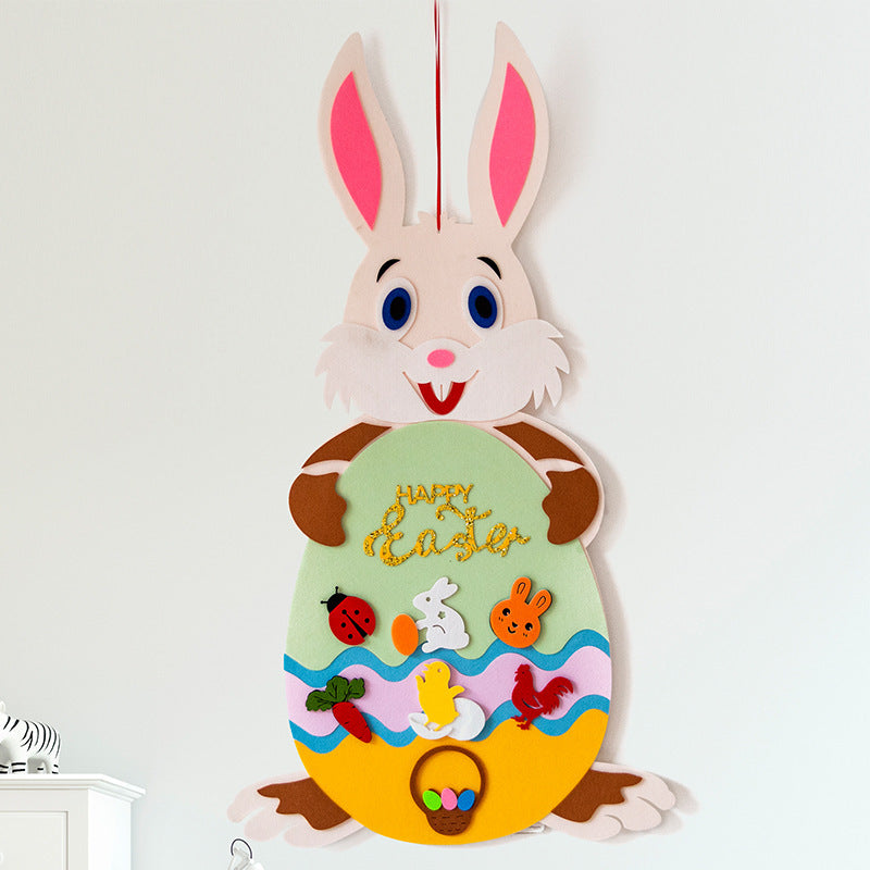 Easter Kids DIY Felt Bunny Pendants Toy with Detachable Home Decor DealSniper.net Pink