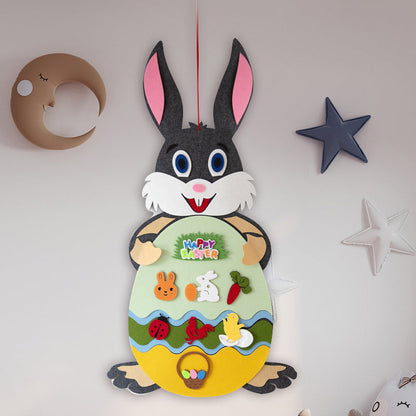 Easter Kids DIY Felt Bunny Pendants Toy with Detachable Home Decor DealSniper.net Black