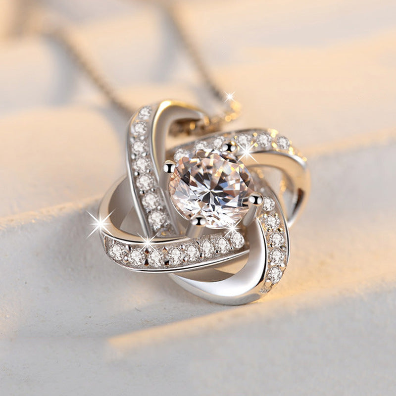 925 Sterling Silver Necklace For Women Forever Heart AAA Zircon Mosaic Necklaces & Pendants Gift Kitchen DealSniper.net