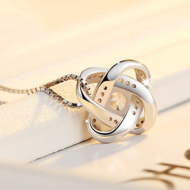 925 Sterling Silver Necklace For Women Forever Heart AAA Zircon Mosaic Necklaces & Pendants Gift Kitchen DealSniper.net