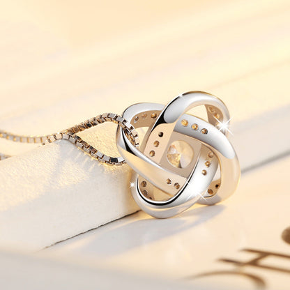 925 Sterling Silver Necklace For Women Forever Heart AAA Zircon Mosaic Necklaces & Pendants Gift Kitchen DealSniper.net
