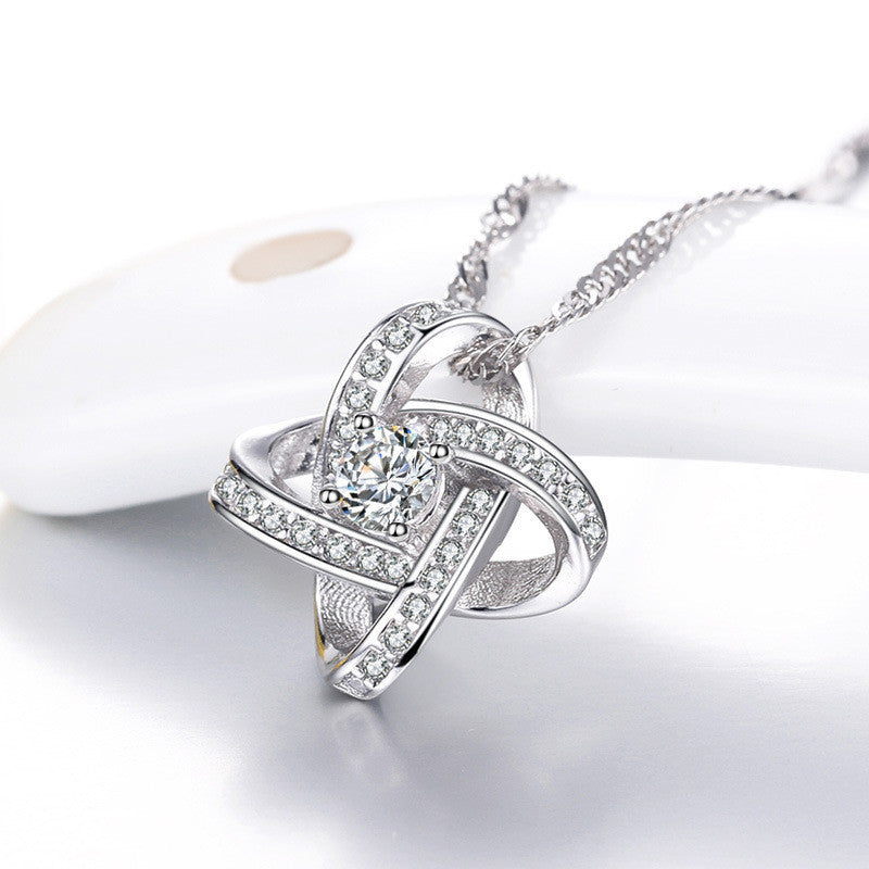 925 Sterling Silver Necklace For Women Forever Heart AAA Zircon Mosaic Necklaces & Pendants Gift Kitchen DealSniper.net