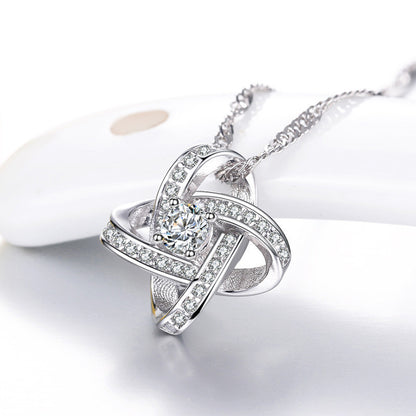 925 Sterling Silver Necklace For Women Forever Heart AAA Zircon Mosaic Necklaces & Pendants Gift Kitchen DealSniper.net