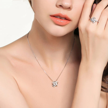 925 Sterling Silver Necklace For Women Forever Heart AAA Zircon Mosaic Necklaces & Pendants Gift Kitchen DealSniper.net