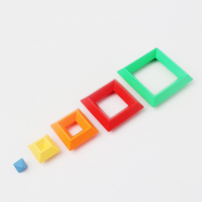 Kids Rainbow Tower Ring Wooden Jenga Color Cognitive Set