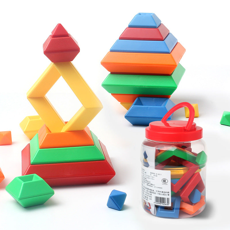 Kids Rainbow Tower Ring Wooden Jenga Color Cognitive Set