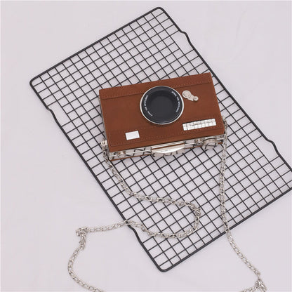 Women Unique Fashion Camera Shape Clutch Nubuck Shoulder Bag Women dealsniper-net Brown