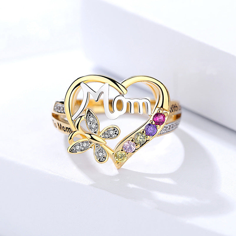 Mother's Day Gift Hollow Heart English Letter Love Mom Jewelry dealsniper-net Gold 10