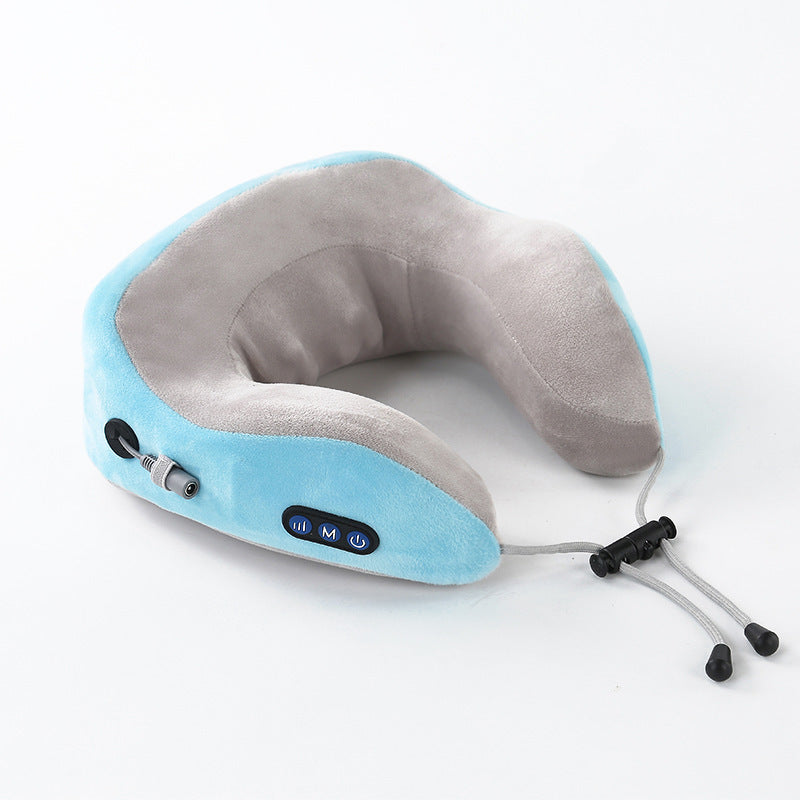 Electric Neck Massager U shaped Pillow Multifunctional Portable Shoulder Cervical Massager Outdoor Home Car Massage Health dealsniper-net Blue A USB