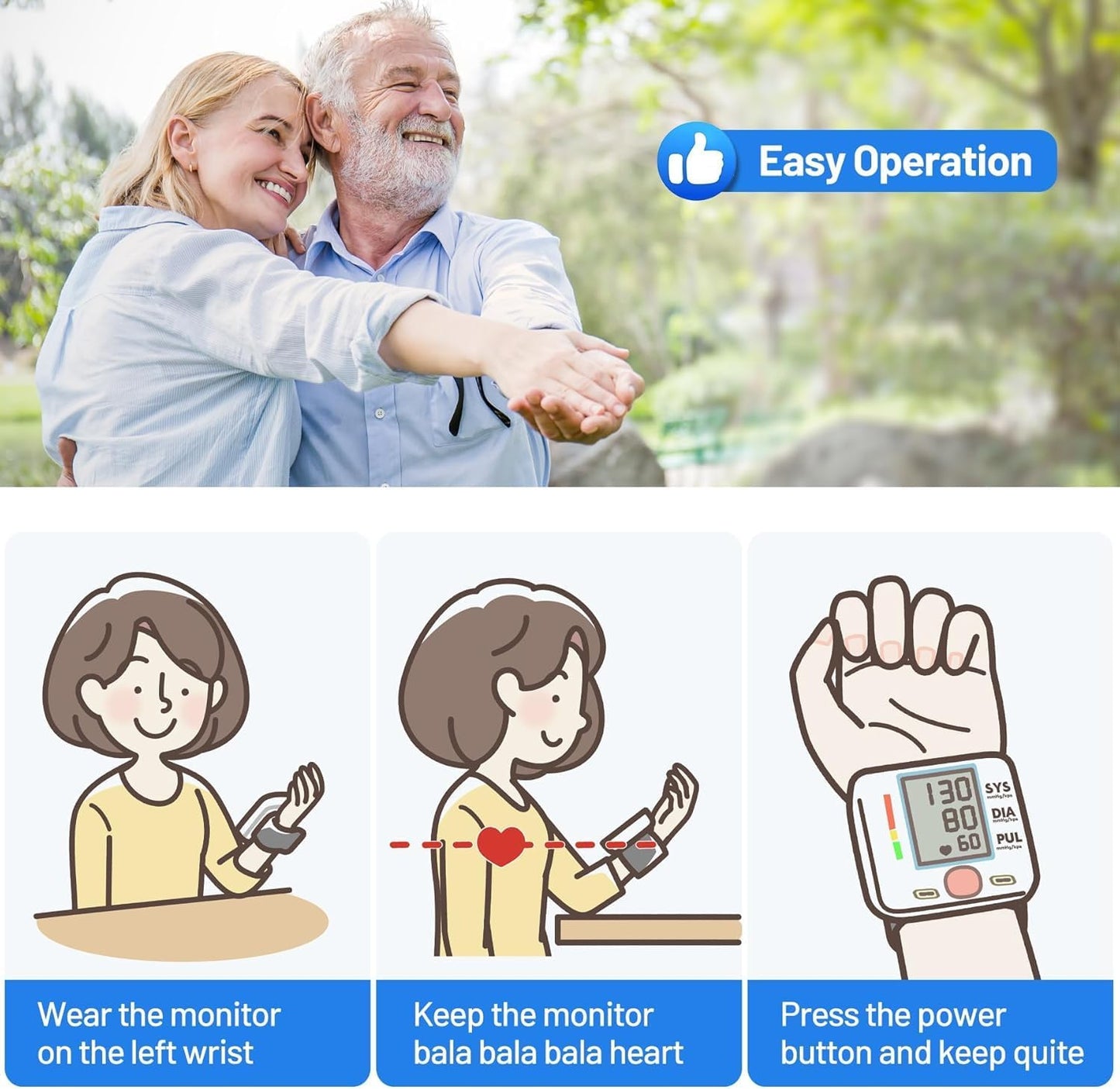 Wrist Blood Pressure Monitor Adjustable Automatic Wrist Cuff Beauty dealsniper-net