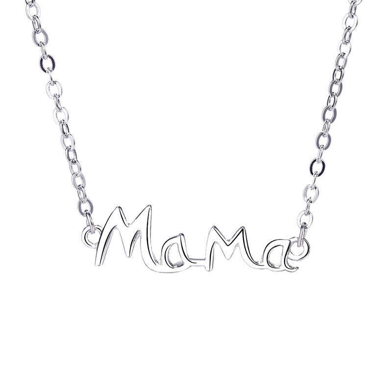 Mother's Day Gift S925 Sterling Silver English Letter MaMa Necklace Mother Fashion Jewelry dealsniper-net Silver