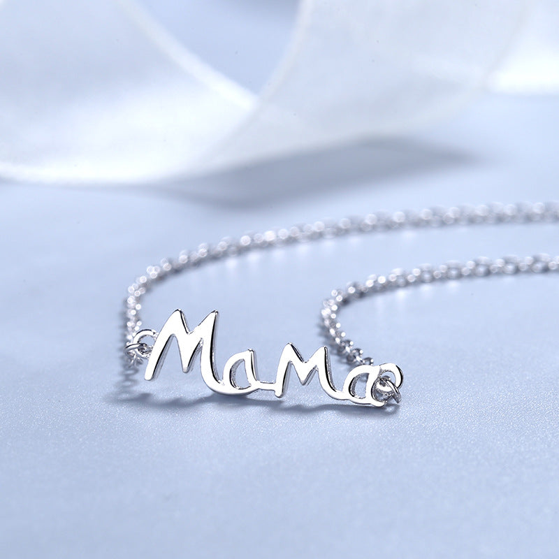 Mother's Day Gift S925 Sterling Silver English Letter MaMa Necklace Mother Fashion Jewelry dealsniper-net