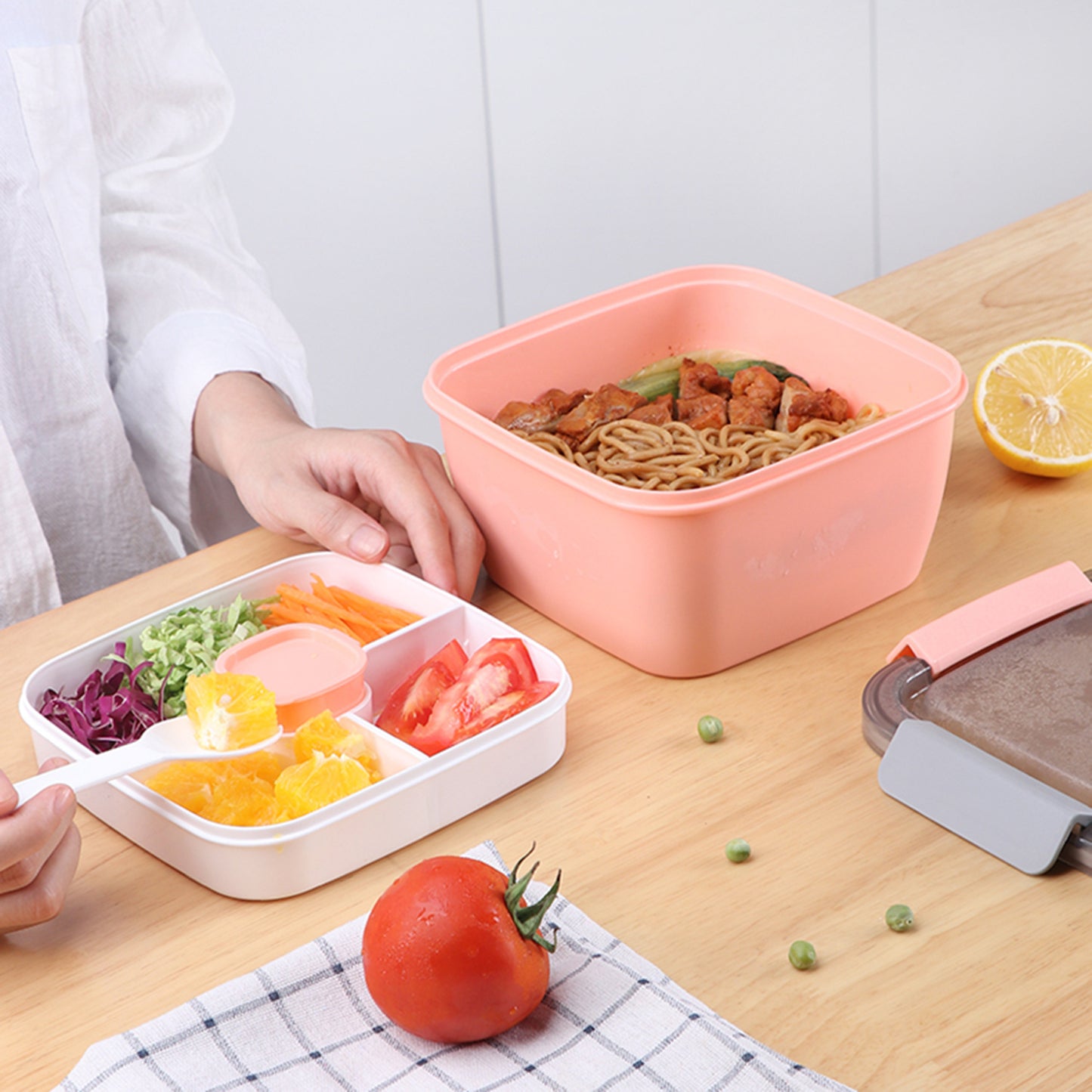 Small New Plastic Lunch Box Microwave Available Kitchen Gym From House Pink