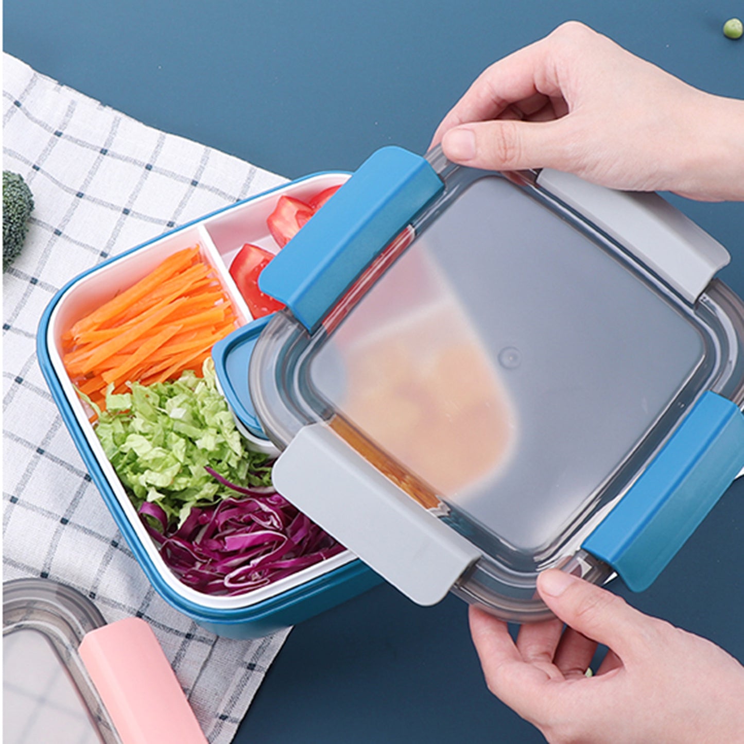 Small New Plastic Lunch Box Microwave Available Kitchen Gym From House Blue