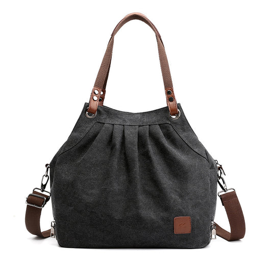 New Fashion Canvass Bag Women Bag Versatile Shoulder Bag Women dealsniper-net Black