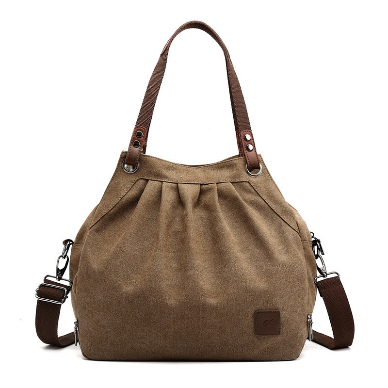 New Fashion Canvass Bag Women Bag Versatile Shoulder Bag Women dealsniper-net Brown