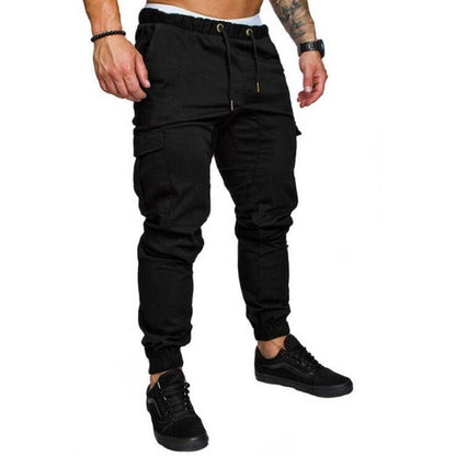 Men's Woven Fabric Casual Pants Drawstring Pants Men dealsniper-net Black 2XL