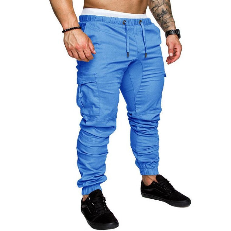 Men's Woven Fabric Casual Pants Drawstring Pants Men dealsniper-net Blue 2XL