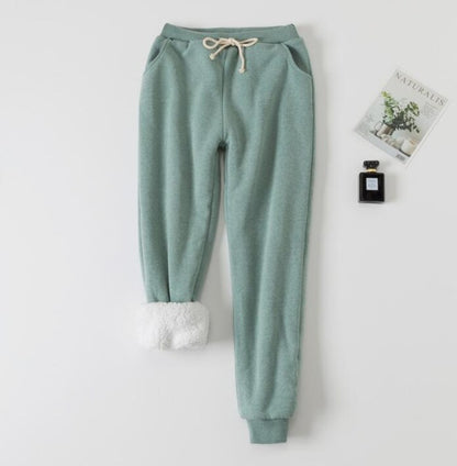 Lamb velvet padded sweatpants Women dealsniper-net Green 3XL