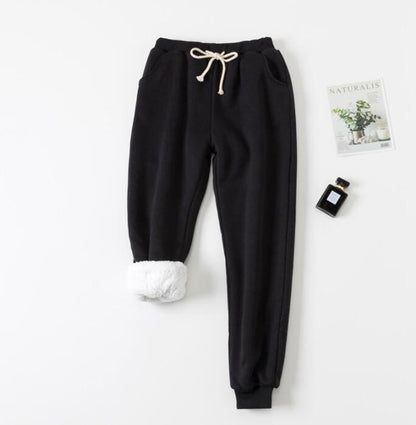 Lamb velvet padded sweatpants Women dealsniper-net Black 3XL