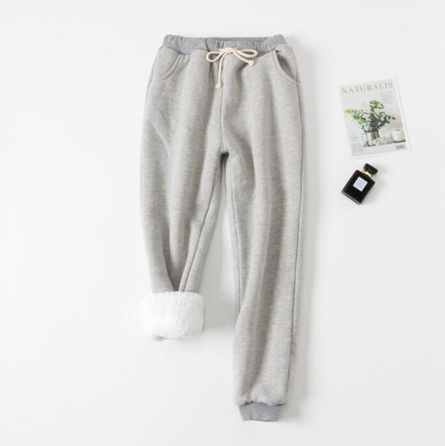 Lamb velvet padded sweatpants Women dealsniper-net Light grey 3XL