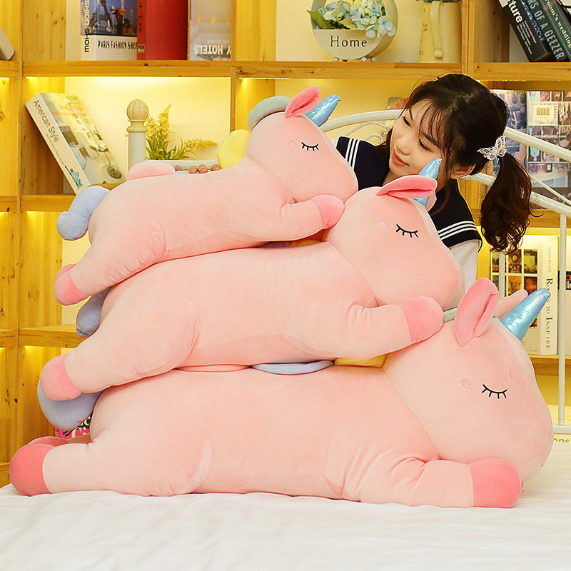 Lying Down Unicorn Doll Long Sleeping Pillow Kids dealsniper-net