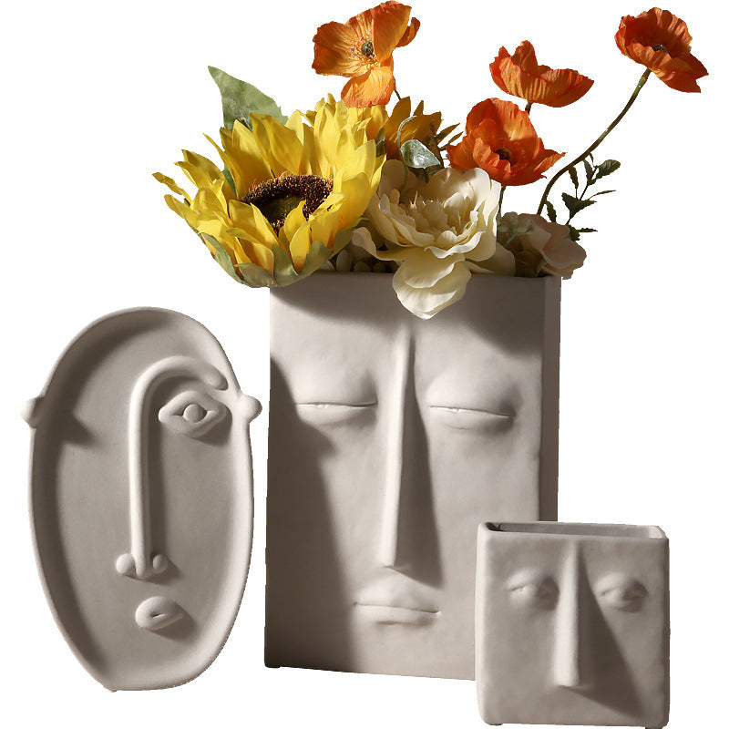 Nordic Creative Ceramic Vase Simple Face Decoration Home Decor dealsniper-net