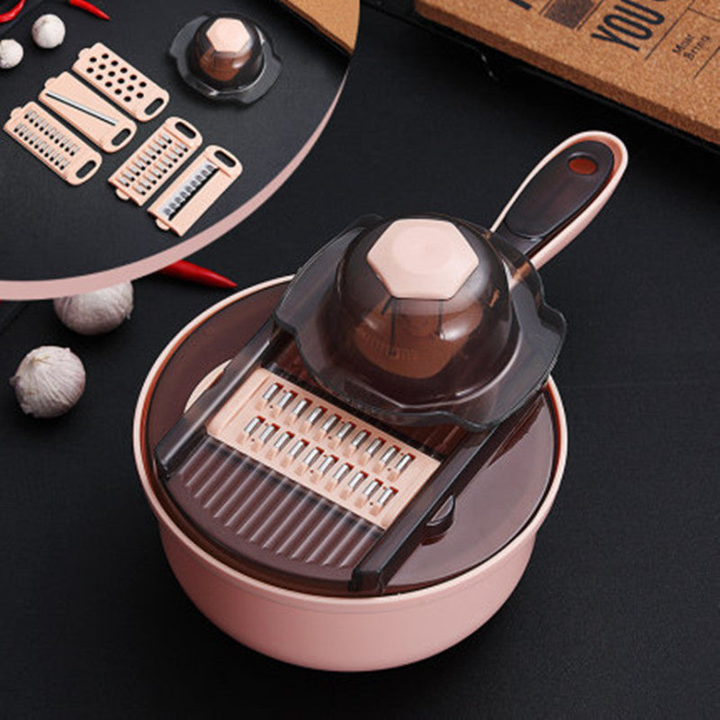 Multifunctional Vegetable Cutting Artifact Kitchen Household Potato Shreds Kitchen dealsniper-net Pink