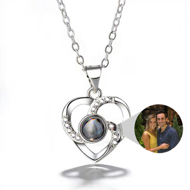 S925 Silver Romantic Colorful Photo Projection Necklace