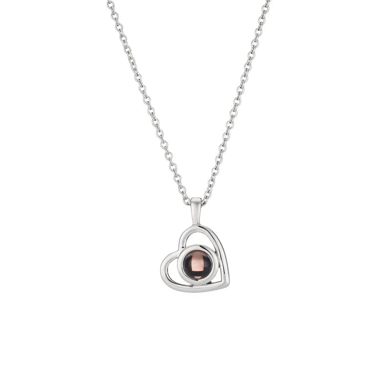 S925 Silver Romantic Colorful Photo Projection Necklace