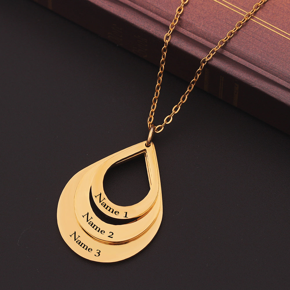 Customized 3 Water Droplet Engraving Name Stainless Steel Jewelry Pendant Necklaces Jewelry DealSniper.net