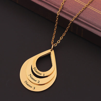 Customized 3 Water Droplet Engraving Name Stainless Steel Jewelry Pendant Necklaces Jewelry DealSniper.net