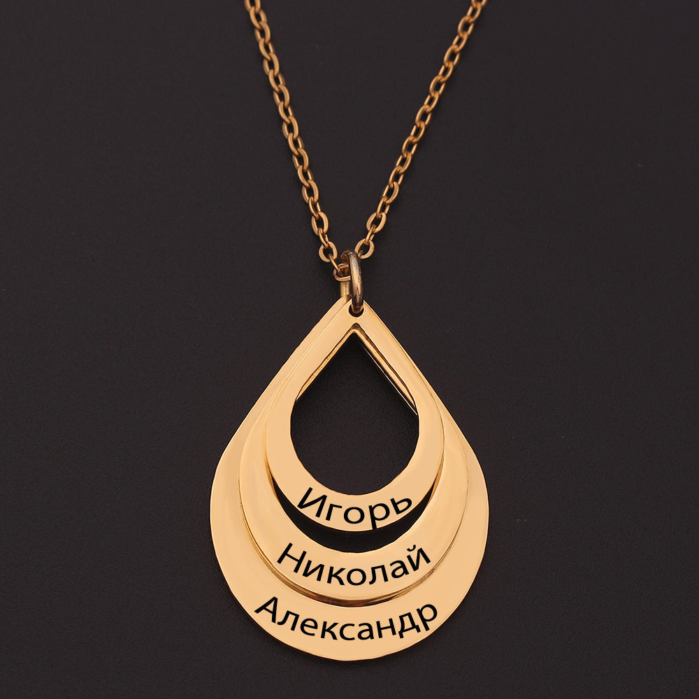 Customized 3 Water Droplet Engraving Name Stainless Steel Jewelry Pendant Necklaces Jewelry DealSniper.net
