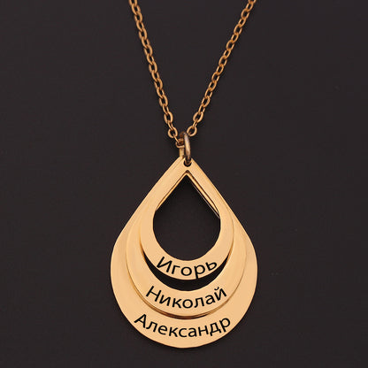 Customized 3 Water Droplet Engraving Name Stainless Steel Jewelry Pendant Necklaces Jewelry DealSniper.net
