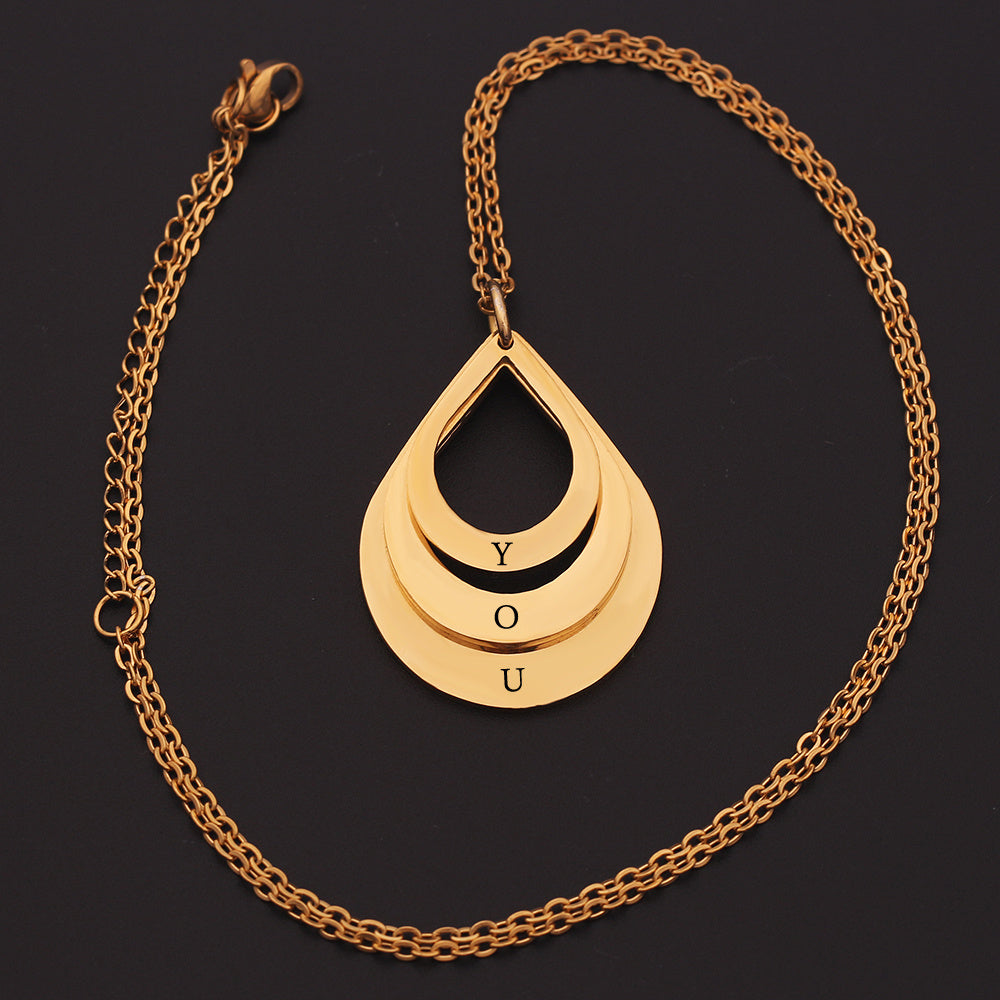 Customized 3 Water Droplet Engraving Name Stainless Steel Jewelry Pendant Necklaces Jewelry DealSniper.net
