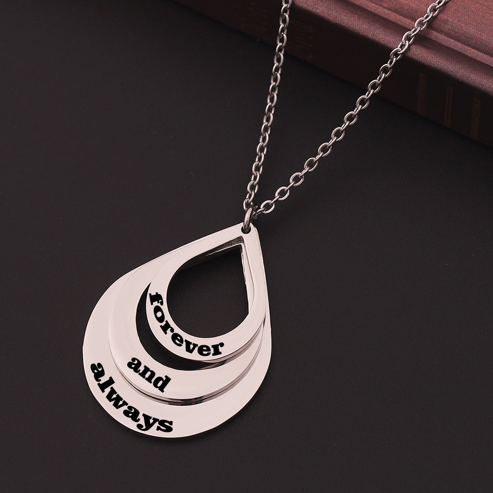 Customized 3 Water Droplet Engraving Name Stainless Steel Jewelry Pendant Necklaces Jewelry DealSniper.net