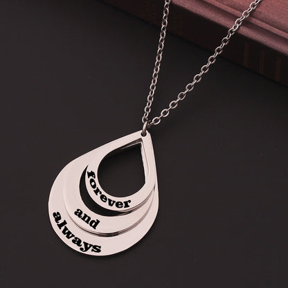 Customized 3 Water Droplet Engraving Name Stainless Steel Jewelry Pendant Necklaces Jewelry DealSniper.net