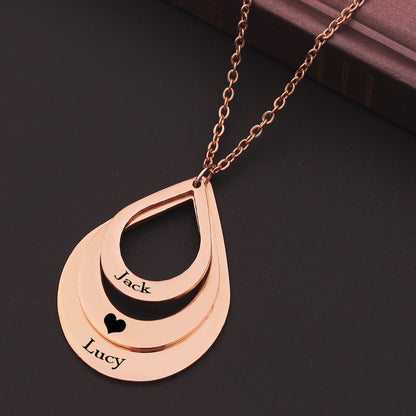 Customized 3 Water Droplet Engraving Name Stainless Steel Jewelry Pendant Necklaces Jewelry DealSniper.net